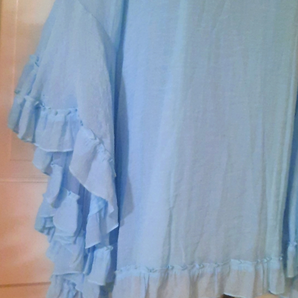 Powder Blue Relaxed Ruffled Tunic - Picture 4 of 9